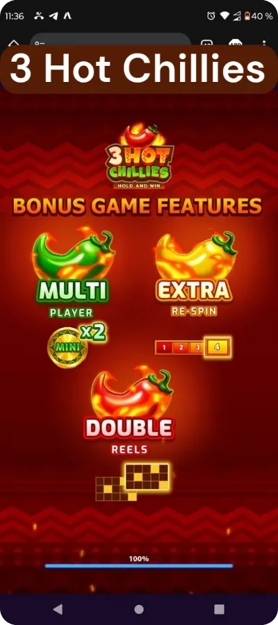 3 Hot Chillies reels and symbols
