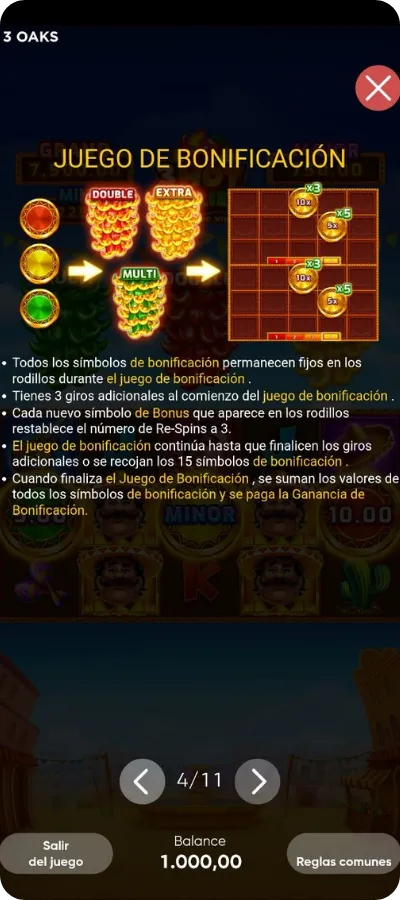3 Hot Chillies funcion de giro extra